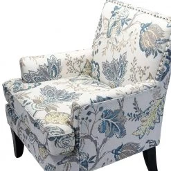 Herrera Blue and Yellow Nailhead Trim Arm Chair by JAYDEN CREATION -JAYDEN CREATION Sales floral jayden creation accent chairs chs18393 1 44 1000
