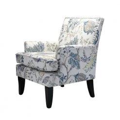 Herrera Blue and Yellow Nailhead Trim Arm Chair by JAYDEN CREATION