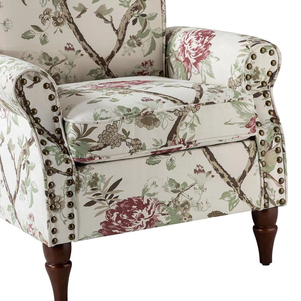 Auria Floral Arm Chair with Nailhead Trim by JAYDEN CREATION 6 Auria Floral Arm Chair with Nailhead Trim by JAYDEN CREATION - Image 6