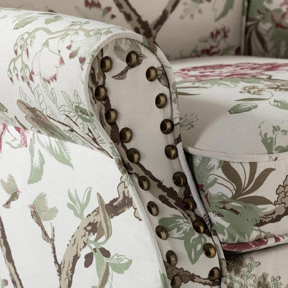 Auria Floral Arm Chair with Nailhead Trim by JAYDEN CREATION 5 Auria Floral Arm Chair with Nailhead Trim by JAYDEN CREATION - Image 5