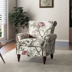 Auria Floral Arm Chair with Nailhead Trim by JAYDEN CREATION