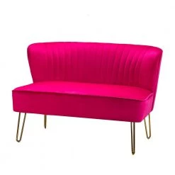 Alonzo 45 in. Contemporary Tufted Back Fuchsia 2-Seats Loveseat with U-Shaped Legs by JAYDEN CREATION
