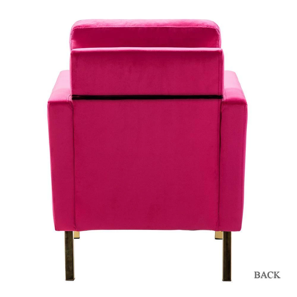 Anika Golden Base Fushia Comfy Arm Chair (Set of 2) by JAYDEN CREATION 3 Anika Golden Base Fushia Comfy Arm Chair (Set of 2) by JAYDEN CREATION - Image 3