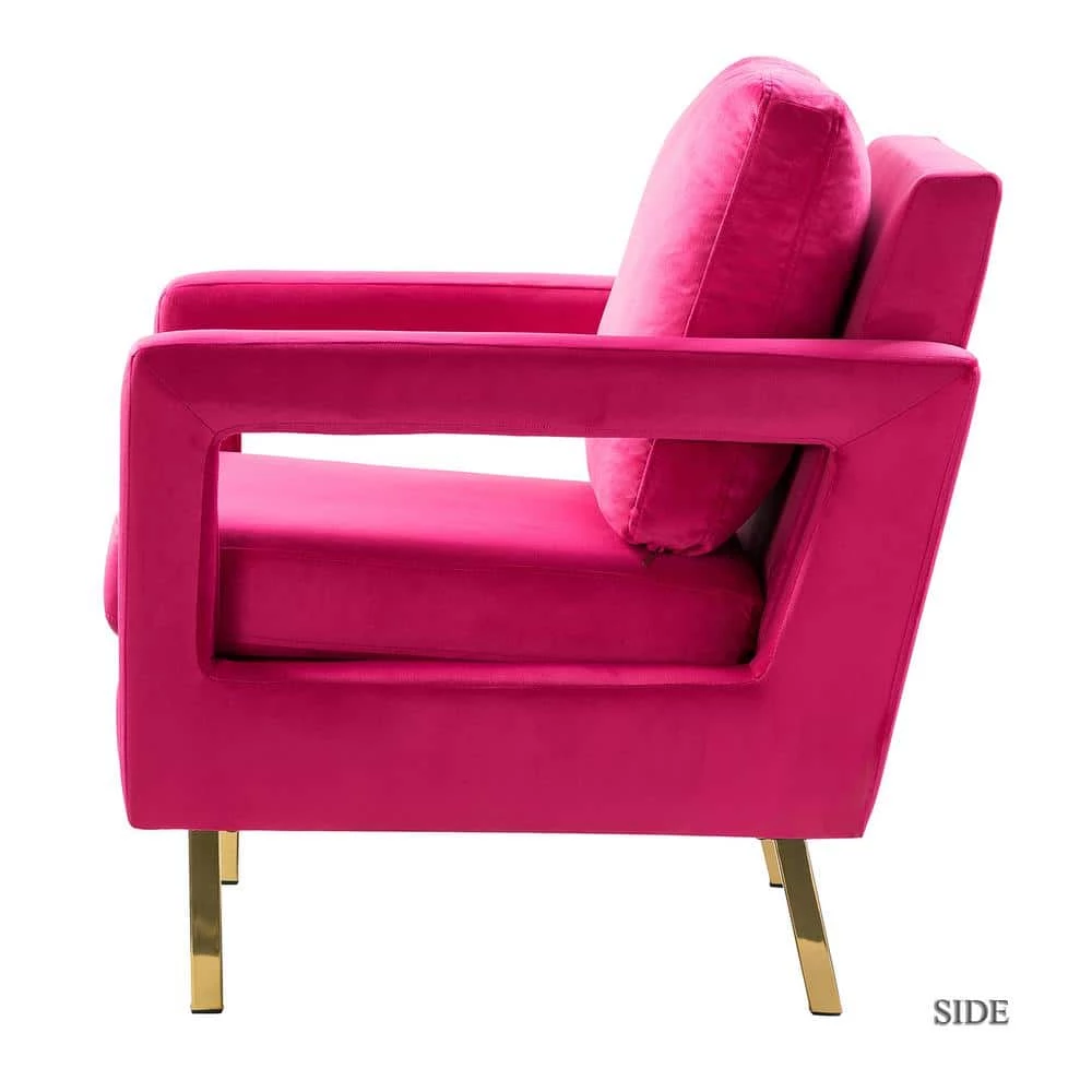 Anika Golden Base Fushia Comfy Arm Chair (Set of 2) by JAYDEN CREATION 2 Anika Golden Base Fushia Comfy Arm Chair (Set of 2) by JAYDEN CREATION - Image 2