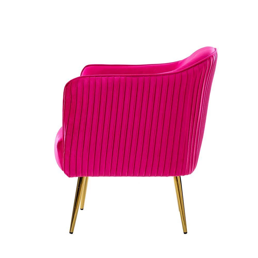 Juliis Fushia Barrel Chair with Metal Legs by JAYDEN CREATION 2 Juliis Fushia Barrel Chair with Metal Legs by JAYDEN CREATION - Image 2