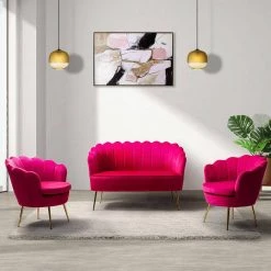 Yeran 52 in. 3 Piece Fushia Living Room Set by JAYDEN CREATION -JAYDEN CREATION Sales fushia jayden creation living room sets sf215 ch119 s2 fushi 31 1000