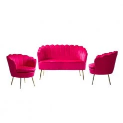 Yeran 52 in. 3 Piece Fushia Living Room Set by JAYDEN CREATION