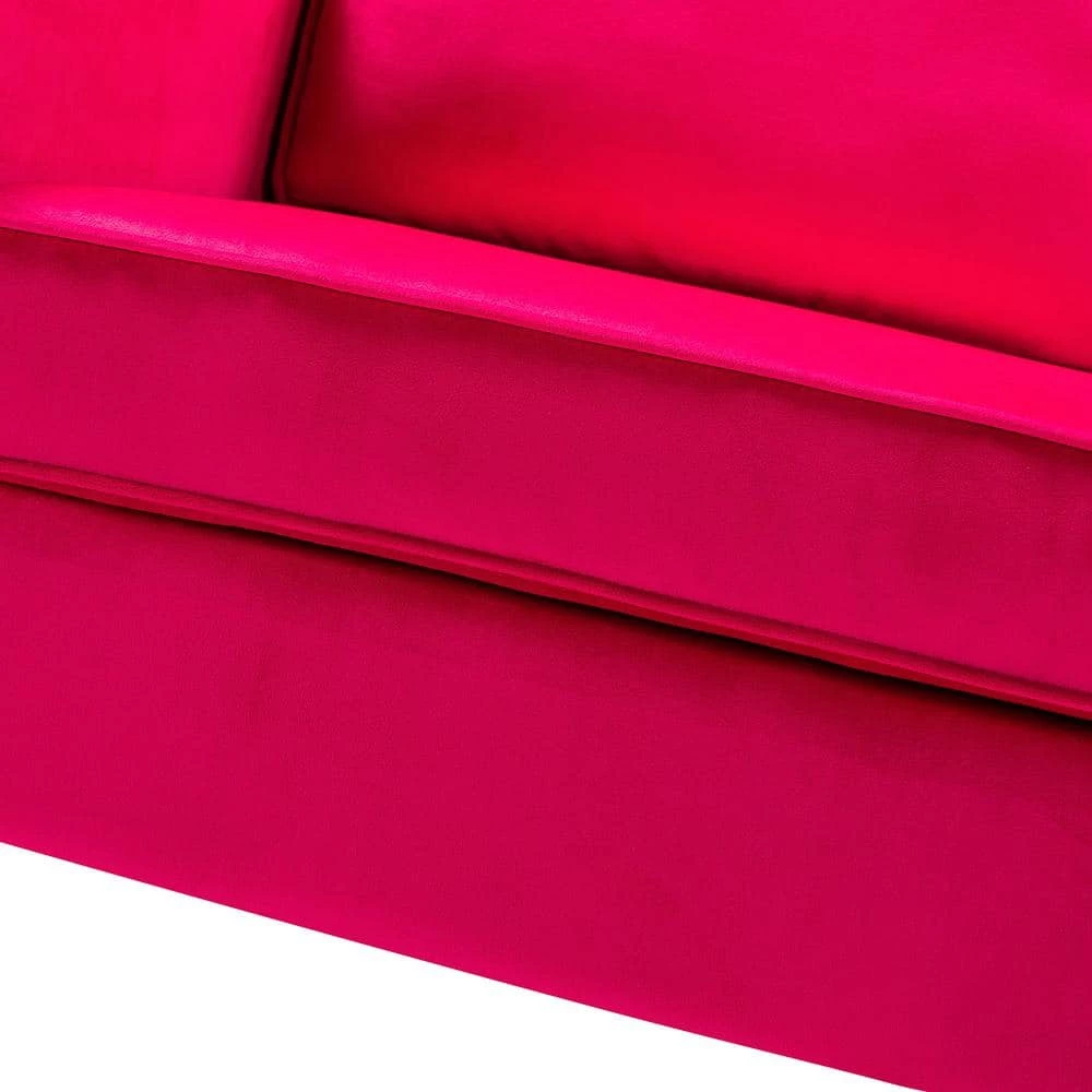 Belinda 51 in. Fushia Rose Golden Polyester 2-Seats Loveseats Velvet Sofa with Golden Base by JAYDEN CREATION 7 Belinda 51 in. Fushia Rose Golden Polyester 2-Seats Loveseats Velvet Sofa with Golden Base by JAYDEN CREATION - Image 7