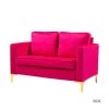 Belinda 51 in. Fushia Rose Golden Polyester 2-Seats Loveseats Velvet Sofa with Golden Base by JAYDEN CREATION