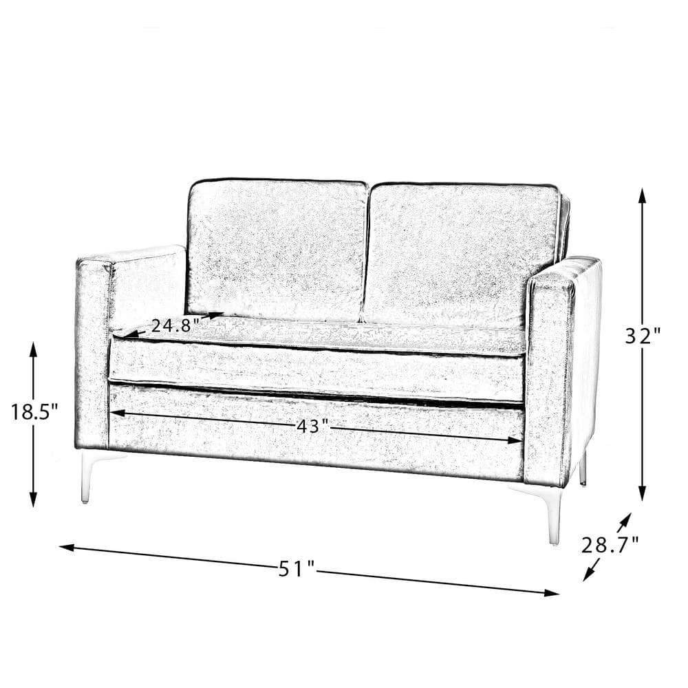 Belinda 51 in. Fushia Rose Golden Polyester 2-Seats Loveseats Velvet Sofa with Golden Base by JAYDEN CREATION 9 Belinda 51 in. Fushia Rose Golden Polyester 2-Seats Loveseats Velvet Sofa with Golden Base by JAYDEN CREATION - Image 9