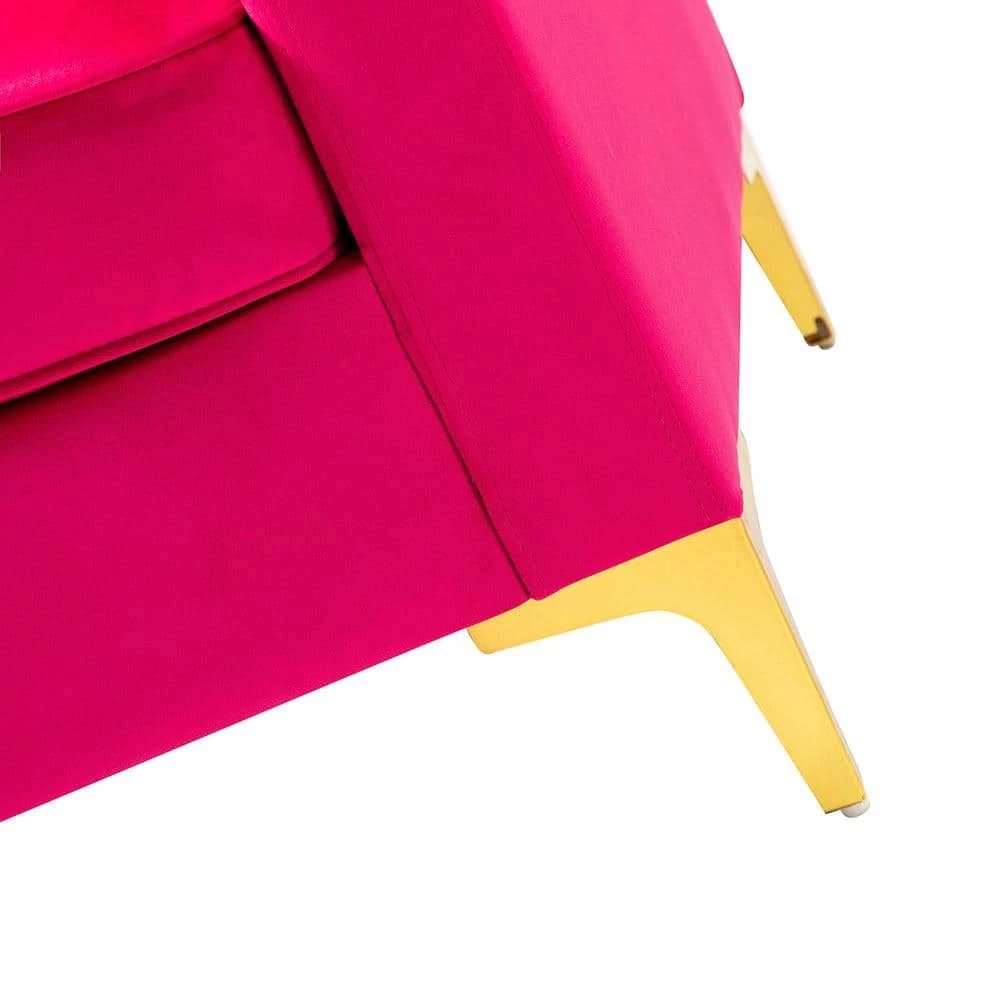 Belinda 51 in. Fushia Rose Golden Polyester 2-Seats Loveseats Velvet Sofa with Golden Base by JAYDEN CREATION 8 Belinda 51 in. Fushia Rose Golden Polyester 2-Seats Loveseats Velvet Sofa with Golden Base by JAYDEN CREATION - Image 8