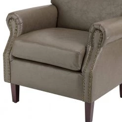 Enzo Vegan Leather Grey Armchair with Nailhead Trim by JAYDEN CREATION -JAYDEN CREATION Sales gray jayden creation accent chairs chm0601 grey 1f 1000