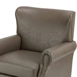 Enzo Vegan Leather Grey Armchair with Nailhead Trim by JAYDEN CREATION -JAYDEN CREATION Sales gray jayden creation accent chairs chm0601 grey 44 1000