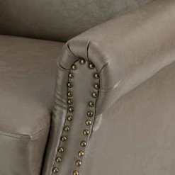 Enzo Vegan Leather Grey Armchair with Nailhead Trim by JAYDEN CREATION -JAYDEN CREATION Sales gray jayden creation accent chairs chm0601 grey 4f 1000
