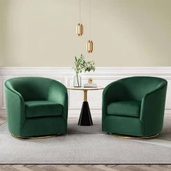Estefan Green Swivel Chair with Metal Base (Set of 2) by JAYDEN CREATION -JAYDEN CREATION Sales green jayden creation accent chairs chm0240 green s2 31 1000