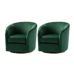 Estefan Green Swivel Chair with Metal Base (Set of 2) by JAYDEN CREATION