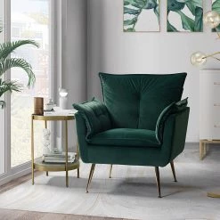 Mδ Nico Contemporary and Classic Green Armchair with Metal Legs by JAYDEN CREATION -JAYDEN CREATION Sales green jayden creation accent chairs chwh0284 green 31 1000