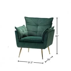 Mδ Nico Contemporary and Classic Green Armchair with Metal Legs by JAYDEN CREATION -JAYDEN CREATION Sales green jayden creation accent chairs chwh0284 green 40 1000
