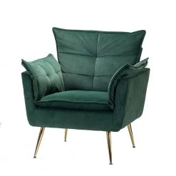 Mδ Nico Contemporary and Classic Green Armchair with Metal Legs by JAYDEN CREATION