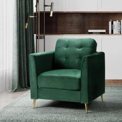 Selma Green Club Chair with Metal Legs by JAYDEN CREATION -JAYDEN CREATION Sales green jayden creation accent chairs chyjh0216 green 31 1000