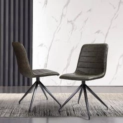 Levant Green Faux Leather Side Chair with Split Metal Legs (Set of 2) by JAYDEN CREATION 19 Levant Green Faux Leather Side Chair with Split Metal Legs (Set of 2) by JAYDEN CREATION -JAYDEN CREATION Sales green jayden creation dining chairs hchww0129 green 31 1000