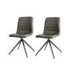 Levant Green Faux Leather Side Chair with Split Metal Legs (Set of 2) by JAYDEN CREATION
