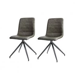 Levant Green Faux Leather Side Chair with Split Metal Legs (Set of 2) by JAYDEN CREATION