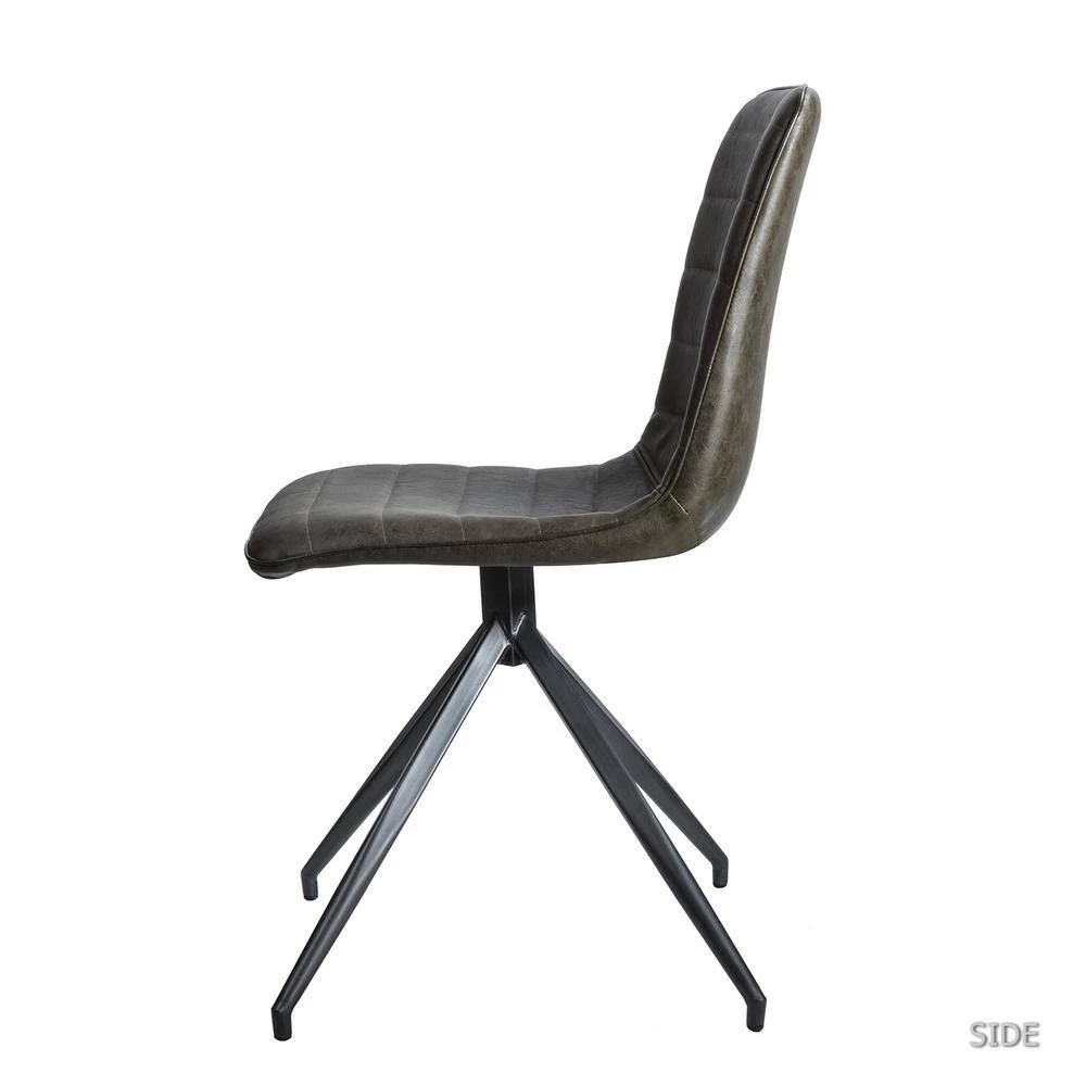 Levant Green Faux Leather Side Chair with Split Metal Legs (Set of 2) by JAYDEN CREATION 2 Levant Green Faux Leather Side Chair with Split Metal Legs (Set of 2) by JAYDEN CREATION - Image 2