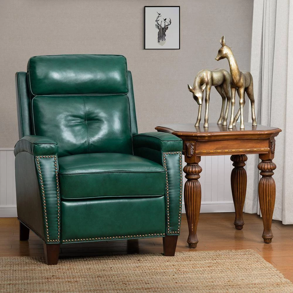 Florina Green Genuine Cigar Leather Recliner with Nailhead Trim by JAYDEN CREATION 10 Florina Green Genuine Cigar Leather Recliner with Nailhead Trim by JAYDEN CREATION - Image 10