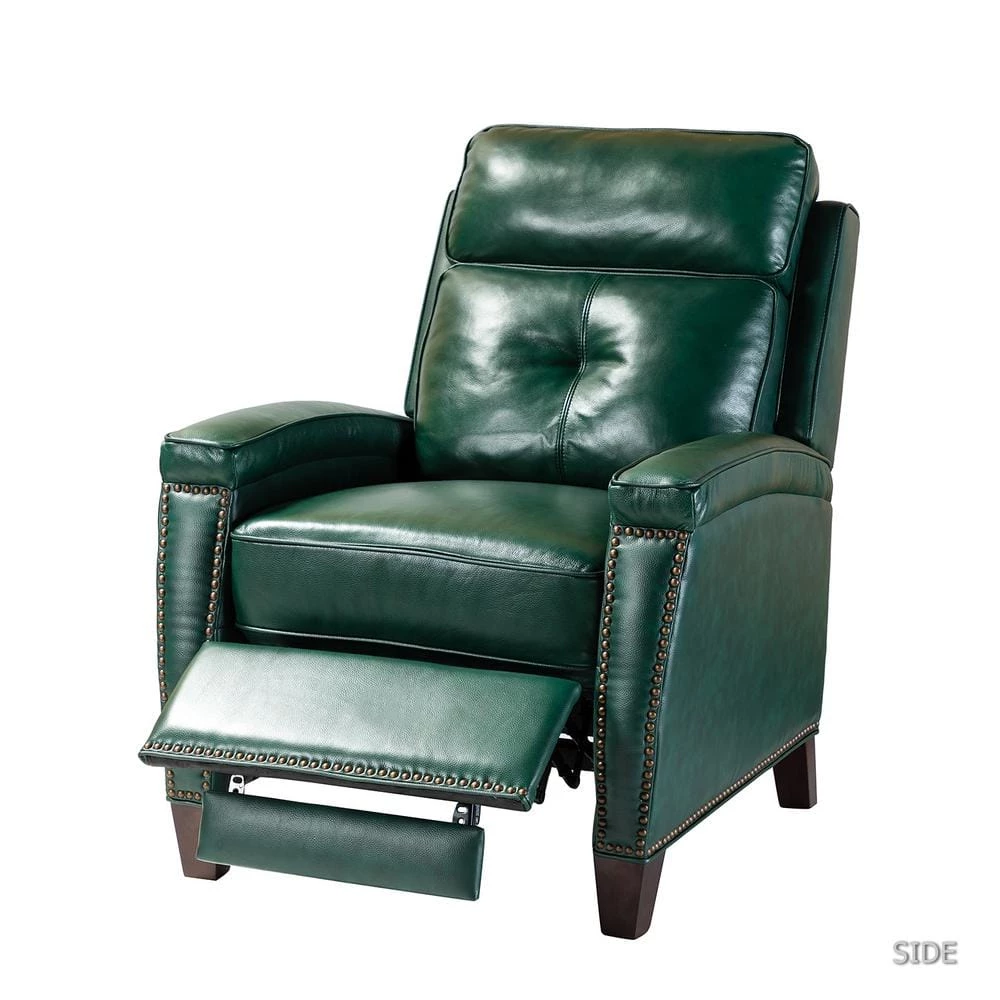 Florina Green Genuine Cigar Leather Recliner with Nailhead Trim by JAYDEN CREATION 5 Florina Green Genuine Cigar Leather Recliner with Nailhead Trim by JAYDEN CREATION - Image 5