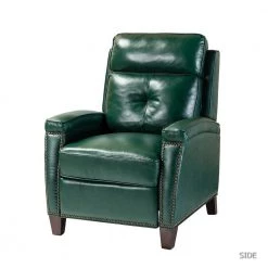 Florina Green Genuine Cigar Leather Recliner with Nailhead Trim by JAYDEN CREATION
