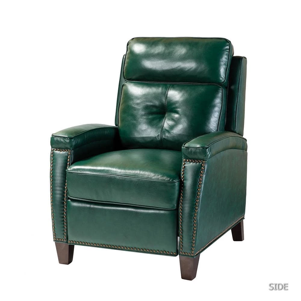Florina Green Genuine Cigar Leather Recliner with Nailhead Trim by JAYDEN CREATION 1 Florina Green Genuine Cigar Leather Recliner with Nailhead Trim by JAYDEN CREATION