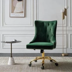 Adelina Green Swivel Tufted Task Chair with Nailhead Trim by JAYDEN CREATION -JAYDEN CREATION Sales green jayden creation task chairs ofmyn0145 green 31 1000