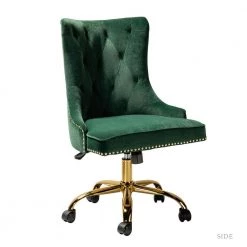 Adelina Green Swivel Tufted Task Chair with Nailhead Trim by JAYDEN CREATION