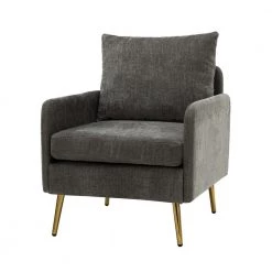 Magnesia Grey Armchair with Metal Legs by JAYDEN CREATION