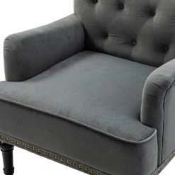Enrica Grey Tufted Comfy Armchair with Nailhead Trim by JAYDEN CREATION -JAYDEN CREATION Sales grey jayden creation accent chairs chm0232 grey 4f 1000