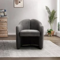 Baudoin Grey Barrel Chair with Polyester Fabric by JAYDEN CREATION 19 Baudoin Grey Barrel Chair with Polyester Fabric by JAYDEN CREATION -JAYDEN CREATION Sales grey jayden creation accent chairs chm0353 grey 31 1000