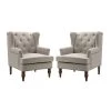 Cecília Grey Armchair With Solid Wood Legs Set of 2 by JAYDEN CREATION