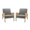 Finebaik Grey ArmChair with Solid Wood Legs (Set of 2) by JAYDEN CREATION