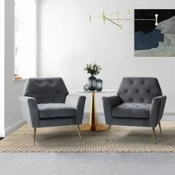 Ernesto Grey Armchair with Metal Base by JAYDEN CREATION -JAYDEN CREATION Sales grey jayden creation accent chairs chwh0231 grey s2 31 1000