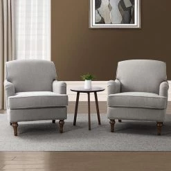 Achilles Grey Armchair with Turned Legs (Set of 2) by JAYDEN CREATION -JAYDEN CREATION Sales grey jayden creation accent chairs chwh0442 grey s2 31 1000