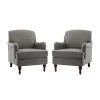 Achilles Grey Armchair with Turned Legs (Set of 2) by JAYDEN CREATION