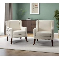 Gerry Grey Armchair with Spring (Set of 2) by JAYDEN CREATION -JAYDEN CREATION Sales grey jayden creation accent chairs chwh0616 grey s2 31 1000