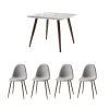 Ergani 5-Piece Dining Set with Square Marbling Table and Grey Chairs by JAYDEN CREATION