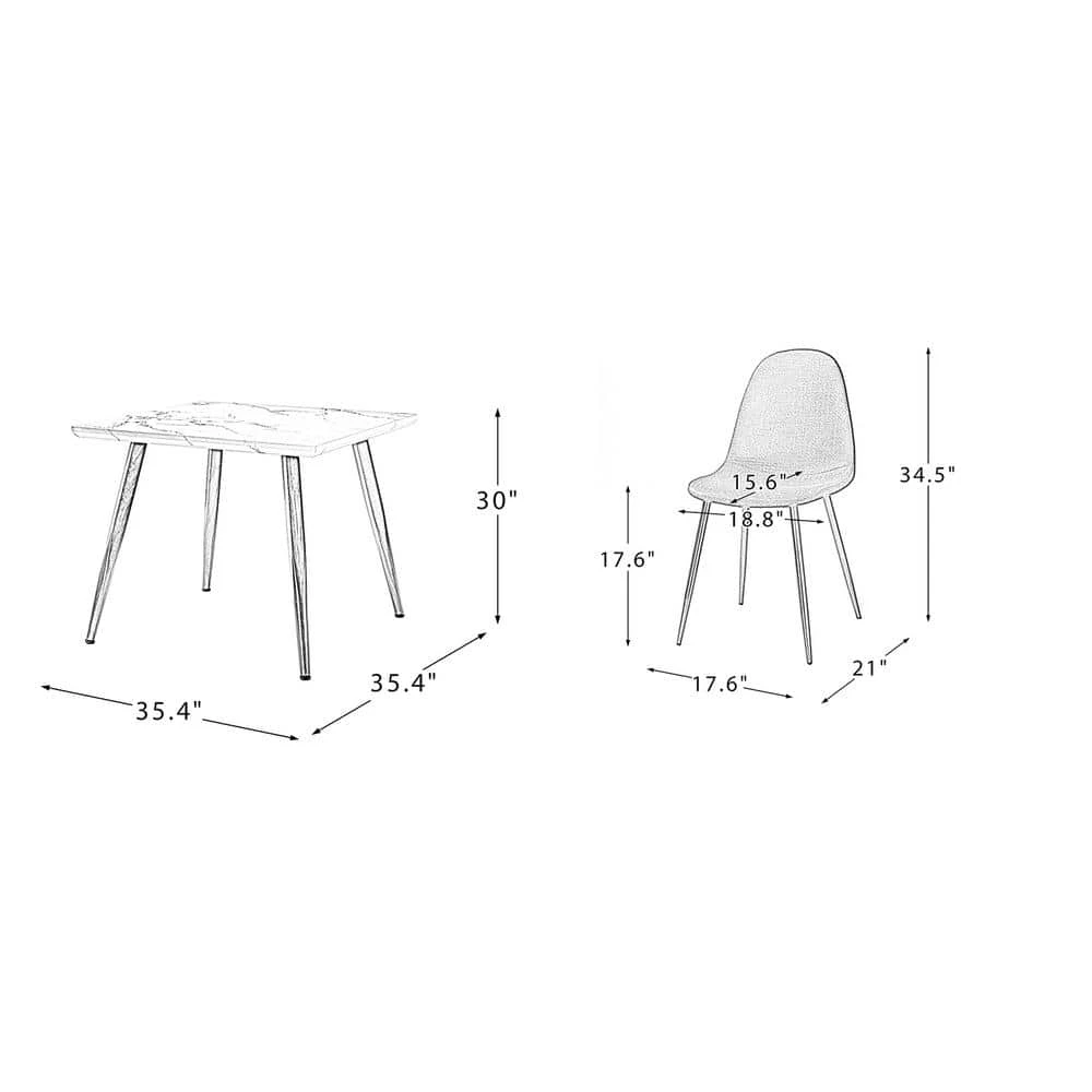 Ergani 5-Piece Dining Set with Square Marbling Table and Grey Chairs by JAYDEN CREATION 9 Ergani 5-Piece Dining Set with Square Marbling Table and Grey Chairs by JAYDEN CREATION - Image 9