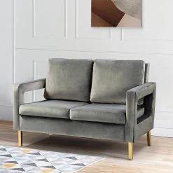 Barmen 50 in. Grey Upholstered Loveseat with Loose Back by JAYDEN CREATION -JAYDEN CREATION Sales grey jayden creation loveseats hsfmsy0134 grey 31 1000