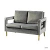 Barmen 50 in. Grey Upholstered Loveseat with Loose Back by JAYDEN CREATION