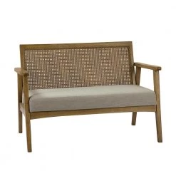 Ariadne 43" Grey Loveseat with Rattan Back by JAYDEN CREATION