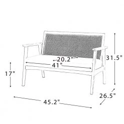 Ariadne 43" Grey Loveseat with Rattan Back by JAYDEN CREATION -JAYDEN CREATION Sales grey jayden creation loveseats sfyb0365 grey 76 1000