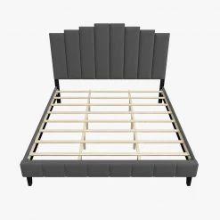 Chaonian 84.2"D Grey Tufted Upholstered Platform Bed with Center Legs by JAYDEN CREATION -JAYDEN CREATION Sales grey jayden creation platform beds bst0379 kb grey 44 1000